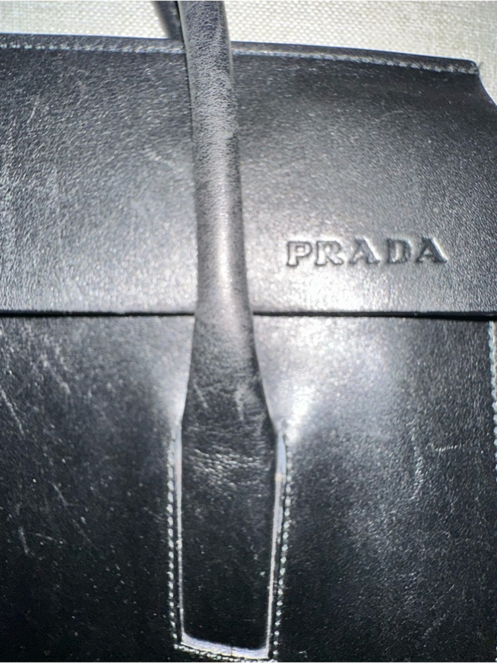 Vintage 1999 Prada B9536 Hunting Leather Tote - Nero - Picture 3 of 8